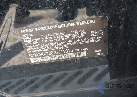 2016 BMW X5 xDrive35I из США, поврежденный, VIN 5UXKR0C5XG0U11016